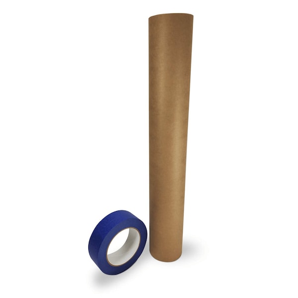 Idl Packaging 18 x 60 yd Masking Paper and 1 1/2 x 60 yd Painters Masking Tape Set of 1 Each for Covering GPH-18, 4463-112 - main